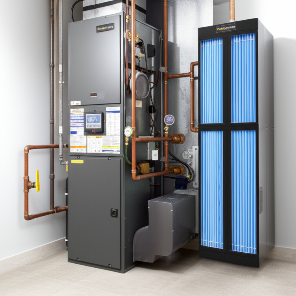 Whole-house air purification system in HVAC ductwork