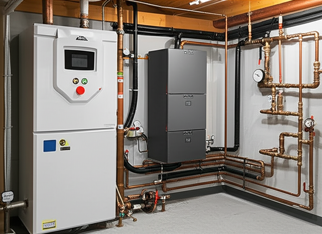 Residential boiler heating system with proper piping