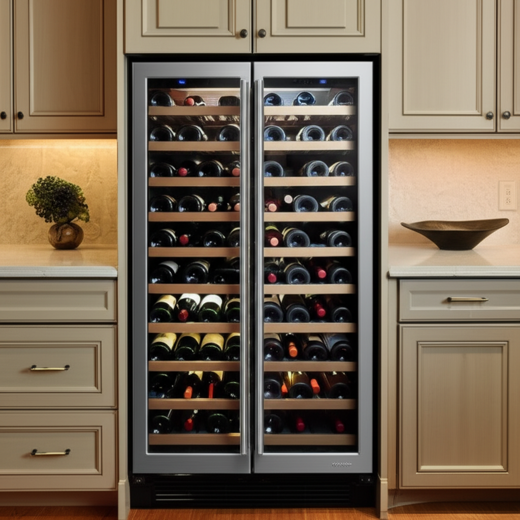 Sub-Zero wine storage unit with premium wine collection